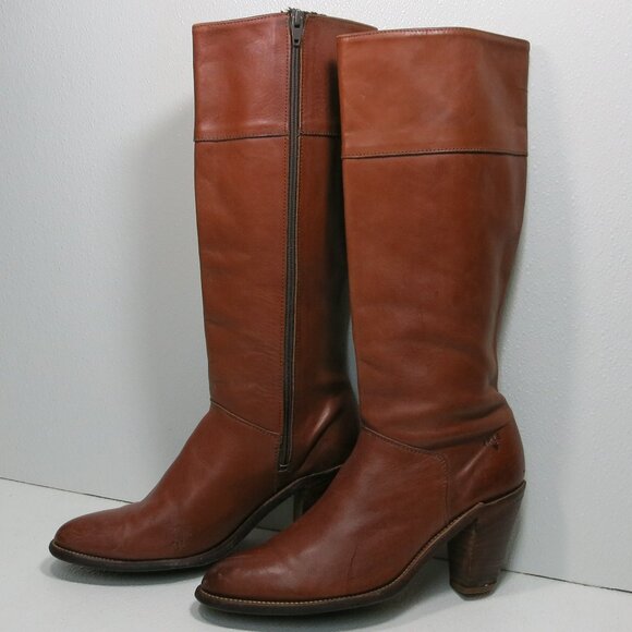 Frye Inside Zippered Boots Brown Leather Equestrian Riding Boot Shoes Sz 10 B - Picture 2 of 8